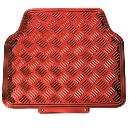 Tapis PVC universel look aluminium SWISS DRIVE. Set de 4 pièces. Dimensions Avant : 2* 65 x 47cm - Arrière 2* 41 x 47cm. Disponi