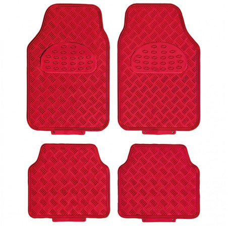 Tapis PVC universel look aluminium SWISS DRIVE. Set de 4 pièces. Dimensions Avant : 2* 65 x 47cm - Arrière 2* 41 x 47cm. Disponi
