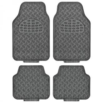 Tapis PVC universel look aluminium SWISS DRIVE. Set de 4 pièces. Dimensions Avant : 2* 65 x 47cm - Arrière 2* 41 x 47cm. Disponi 2
