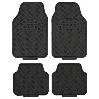 Tapis PVC universel look aluminium SWISS DRIVE. Set de 4 pièces. Dimensions Avant : 2* 65 x 47cm - Arrière 2* 41 x 47cm. Disponi 2
