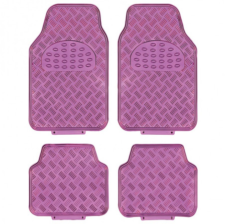 Tapis PVC universel look aluminium SWISS DRIVE. Set de 4 pièces. Dimensions Avant : 2* 65 x 47cm - Arrière 2* 41 x 47cm. Disponi