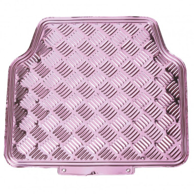 Tapis PVC universel look aluminium SWISS DRIVE. Set de 4 pièces. Dimensions Avant : 2* 65 x 47cm - Arrière 2* 41 x 47cm. Disponi