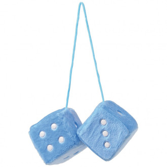 Dés décoratifs CAR+ 6 x 6cm, bleu clair points blancs. 2
