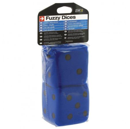 Dés décoratifs CAR+ 6 x 6cm, bleu points noirs.