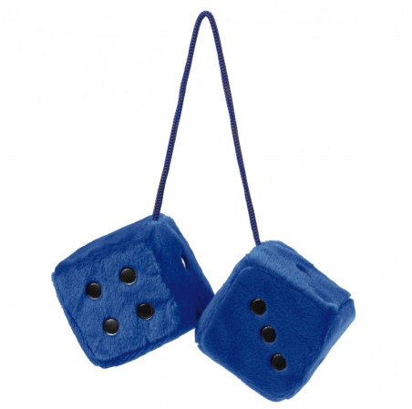 Dés décoratifs CAR+ 6 x 6cm, bleu points noirs.