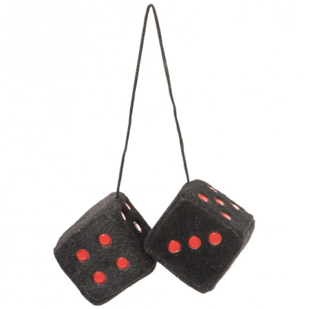 Dés décoratifs CAR+ 6 x 6cm, noir points rouges.