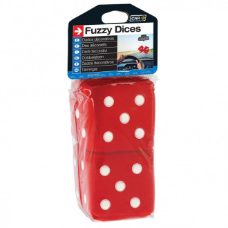Double des en peluche a suspendre 6x6cm rouge