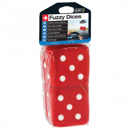 Double des en peluche a suspendre 6x6cm rouge