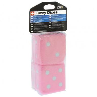 Double des en peluche a suspendre 6x6cm pink