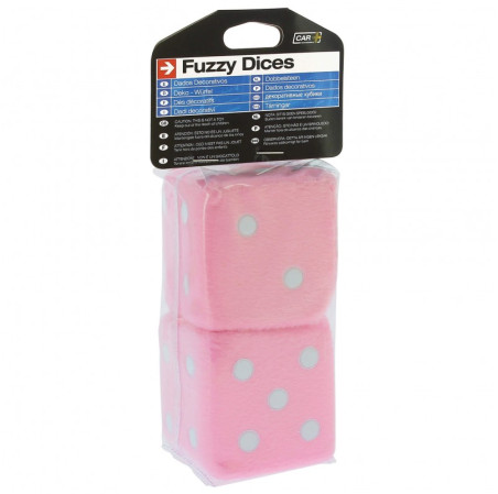 Double des en peluche a suspendre 6x6cm pink
