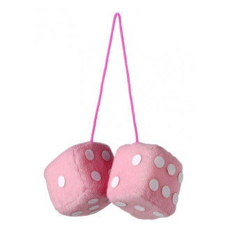 Double des en peluche a suspendre 6x6cm pink 2