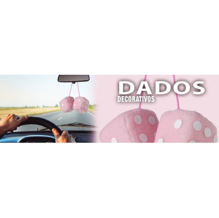 Double des en peluche a suspendre 6x6cm pink