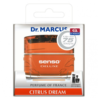 Désodorisants Dr Marcus de la gamme SENSO DELUXE. Parfum français dans un flacon en verre de 50 ml et parfum français. A poser s