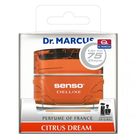 Désodorisants Dr Marcus de la gamme SENSO DELUXE. Parfum français dans un flacon en verre de 50 ml et parfum français. A poser s