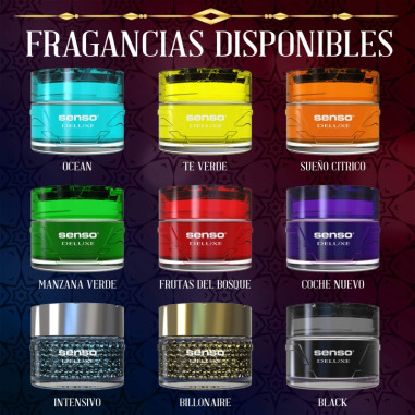 Désodorisants Dr Marcus de la gamme SENSO DELUXE. Parfum français dans un flacon en verre de 50 ml et parfum français. A poser s