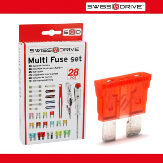 BOITE DE FUSIBLES + ACCESSOIRES 28 PIECES Contenant 26 Fusibles, 1 Pince Et 1 Testeur De Tension 12V 2