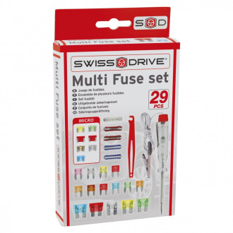 BOITE DE FUSIBLES + ACCESSOIRES 29 PIECES Contenant 27 Fusibles, 1 Pince Et 1 Testeur De Tension 12V