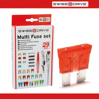 BOITE DE FUSIBLES + ACCESSOIRES 29 PIECES Contenant 27 Fusibles, 1 Pince Et 1 Testeur De Tension 12V 2