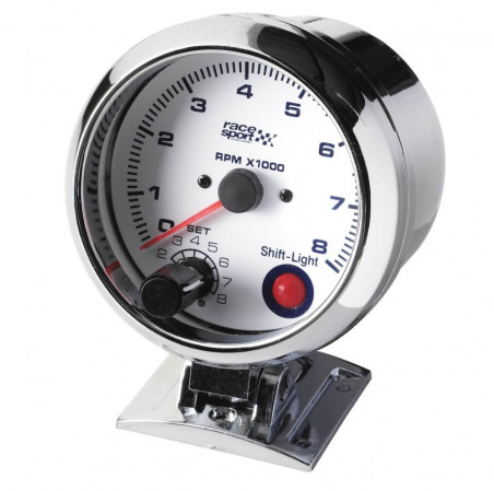 Tachymètre 12V de marque RACE SPORT avec feu de changement de vitesse pour mesurer le régime de votre voiture. Dimension : Diamè