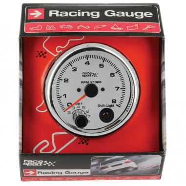 Tachymètre 12V de marque RACE SPORT avec feu de changement de vitesse pour mesurer le régime de votre voiture. Dimension : Diamè