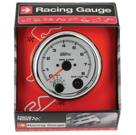 Tachymètre 12V de marque RACE SPORT avec feu de changement de vitesse pour mesurer le régime de votre voiture. Dimension : Diamè