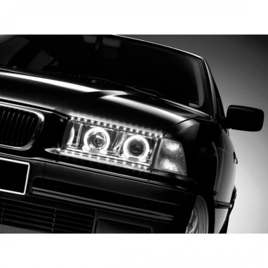 Une paire de bandes LED "Lucifer Eyes" de la marque RACESPORT. Flexible. Dimension : longueur 50 centimètres par 2 centimètres d