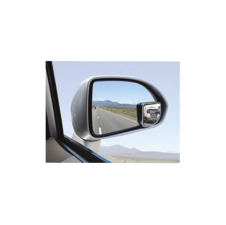 Lot de deux miroirs d'angles morts CAR+ à coller sur les rétroviseurs existants avec une fixation adhésive. Dimension : 5 x 5 cm