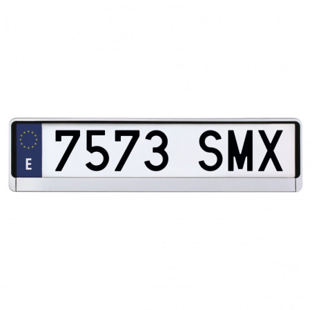 Support de plaque d'immatriculation ABS de la marque SWISS DRIVE. Couleur : chromée .
