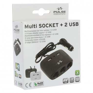 3 multiprises allume cigare + 2 usb 2.1a noir