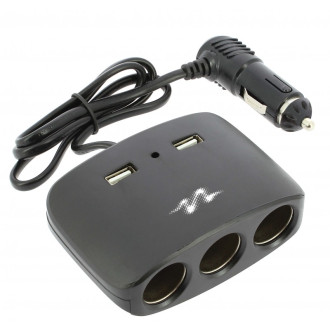 3 multiprises allume cigare + 2 usb 2.1a noir 2