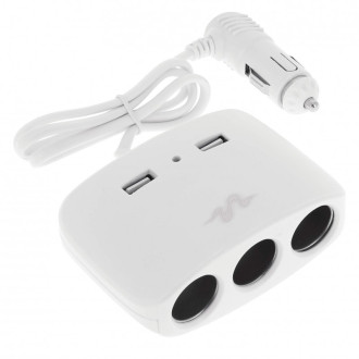 3 multiprises allume cigare + 2 usb 2.1a blanc 2