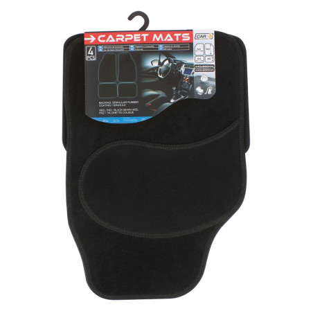 Ensemble universel de quatre tapis pour la voiture de marque CAR+. Dimensions : 44 x 65 cm à l'avant et 45 x 34 cm à l'arrière.