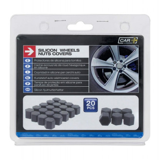 Protection silicone ecrous de roue noir 17mm - 20pcs