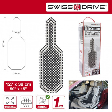 Couvre siège Baobab SWISS DRIVE. Couleur : Noir et Blanc. Dimension : 127 x 38 cm. 1pc.