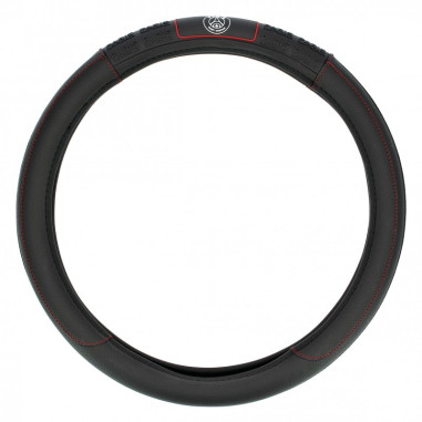 Couvre volant PARIS SAINT-GERMAIN compatible avec les volants de 37 à 39cm. Couleur : Noir avec surpiqure rouge. Produits sous l