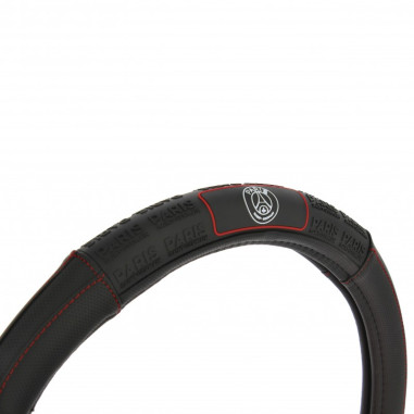 Couvre volant PARIS SAINT-GERMAIN compatible avec les volants de 37 à 39cm. Couleur : Noir avec surpiqure rouge. Produits sous l