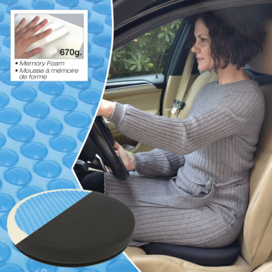 Coussin swiss drive a memoire de forme + gel pivotant 360°
