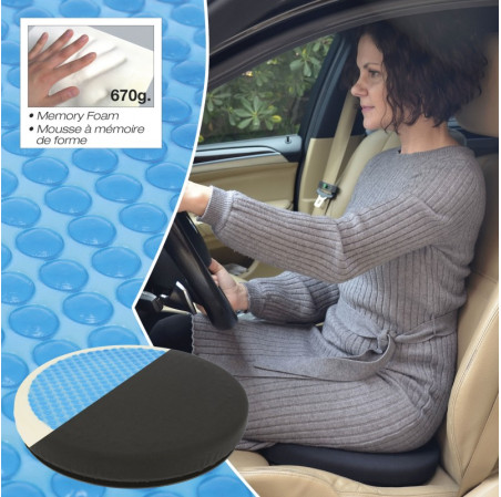 Coussin swiss drive a memoire de forme + gel pivotant 360°