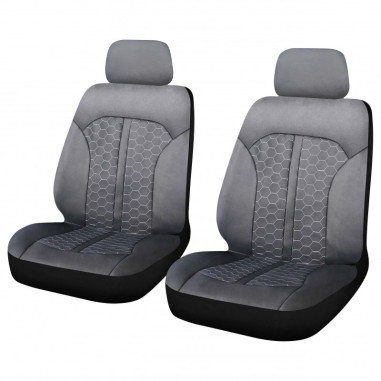 Housses de siege avant milan 4pcs noir surpiqure grises 2 Sieges