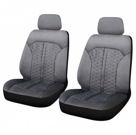 Housses de siege avant milan 4pcs noir surpiqure grises 2 Sieges