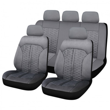 Swiss drive housses de siege milan 9pcs noir surpiqures grises