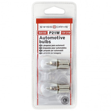 Swiss drive, 12v blister 2 ampoules stop 12v. p21w. 1 plot ba15s
