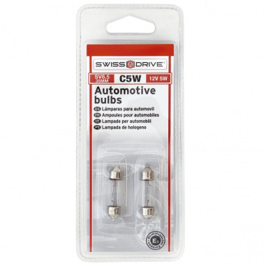 SWISS DRIVE, 12V SV8.5D BLISTER 2 AMPOULES NAVETTE 12V. 5W. T11x35 SV8.5D