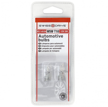 SWISS DRIVE BLISTER 2 AMPOULES WEDGE 12V. 3W. T10 W2.1x9.5D