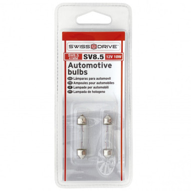 SWISS DRIVE BLISTER 2 AMPOULES NAVETTE 12V. 10W. T11x41 SV8.5D