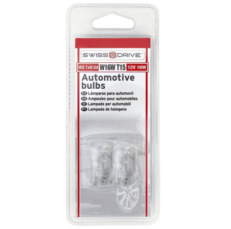 SWISS DRIVE BLISTER 2 AMPOULES WEDGE 12V. W16W. T15 W2.1x9.5D