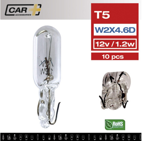 CAR+ AMPOULE WEDGE 12V. 1.2W. T5 W2x4.6D