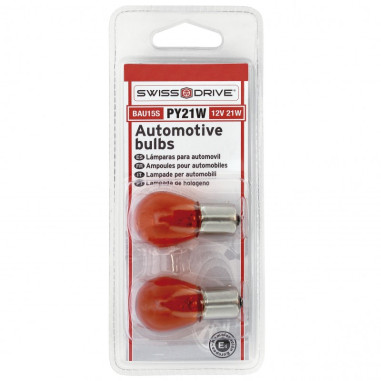 Swiss drive blister 2 ampoules stop 12v/21w/1plot bau15s ambree ergot deca.