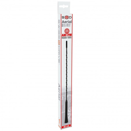 Antenne SWISS DRIVE de voiture flexible et universelle. Livrée avec 2 adapteurs pour le montage sur des véhicules avec des filet