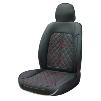 Housse de siège PVC VITTORIA de la marque SWISS DRIVE. Epaisseur 5mm. Couleur : Noir avec surpiqures rouges. 1pc.